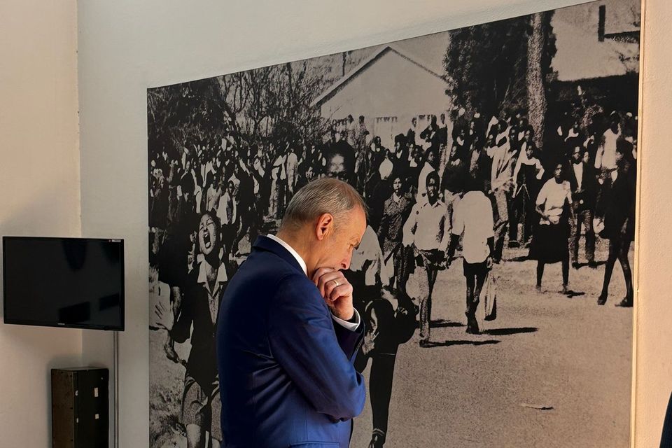 Taoiseach Micheál Martin visits a museum in honour of schoolboy Hector Pietersen, who was shot dead aged 12 by white police during the Soweto uprising in 1976. Hector was one of 175 young people killed by police during the protests sparked by the enforced teaching of the Afrikaans language to black students in schools during Apartheid. Mr Martin was in South Africa for the G20 summit and also visited the home of Nelson Mandela. Photo: Government of Ireland